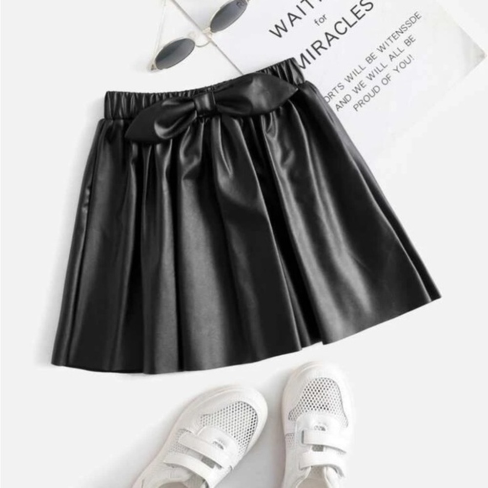 Girls A-Line PU faux leather skirt